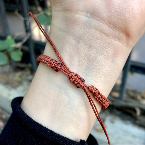 Wrapped Aventurine Stone in Old Copper Cord Bracelet - Picture 3 of 3
